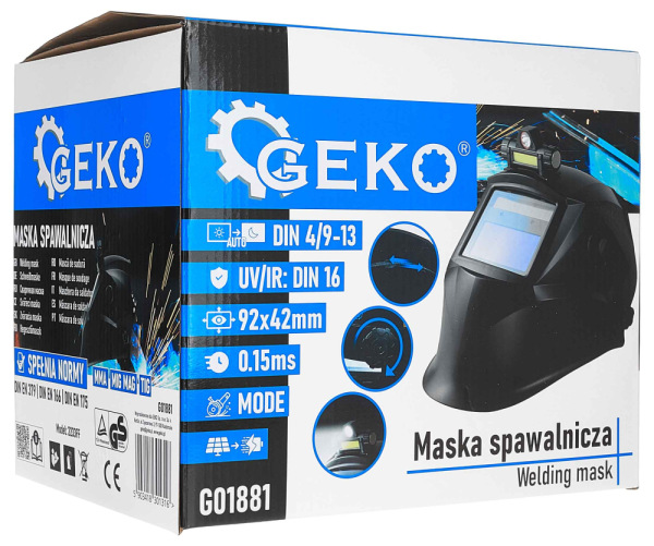Kukla zváračska samostmievacia so svetlom, zorník 92 x 42 mm, GEKO 9