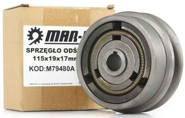 Odstredivá spojka pre motor, priemer 115 mm, hriadeľ 19 mm, 1 remenica, MAR-POL 5