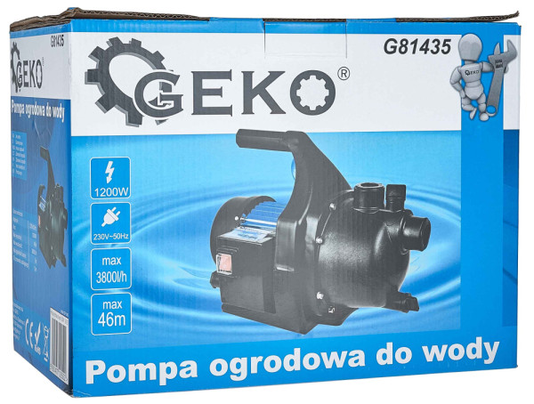 Čerpadlo záhradné 1200W, 230V/50Hz, 3800L/h, sacia výška 7 m, GEKO 8