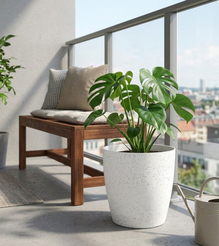 Kvetináč Strend Pro Stone, 35x35 cm, biely, efekt kameňa 1