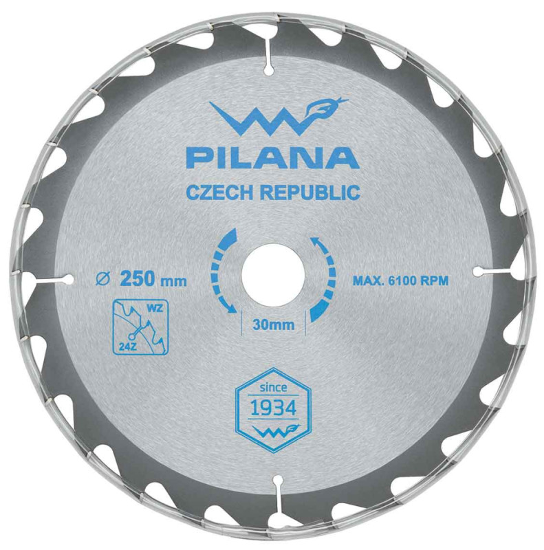 Pílový kotúč s SK plátkami 250x2,4x30 zuby 24 WZ, PILANA 1