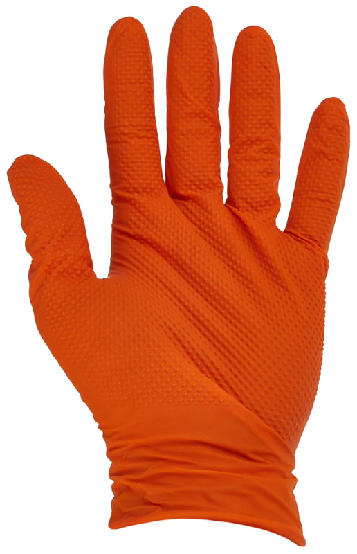 Rukavice nitrilové oranžové, sada 50ks, veľkosť XL, SOLID GRIP, GEKO 2