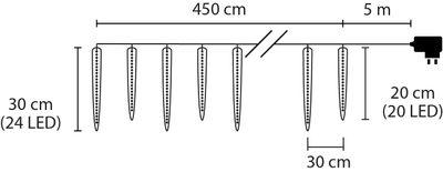 Reťaz MagicHome Vianoce Icicle, 352x LED studená biela, 16 cencúľov, vodopádový efekt, 230 V, 50 Hz, 2