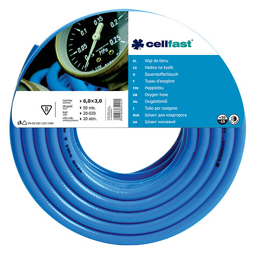 X Hadica Cellfast 20-020, Oxygen 6,0x3,0 mm, L-50 m