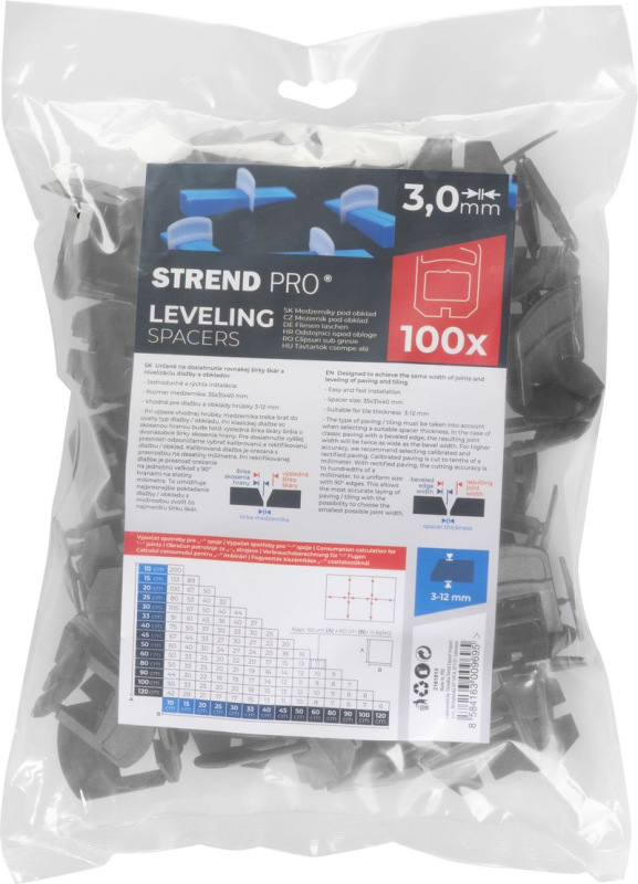 Medzerník L Strend Pro LS210W, nivelačný, pod obklad, 3.0 mm, bal. 100 ks, plast čierny 1