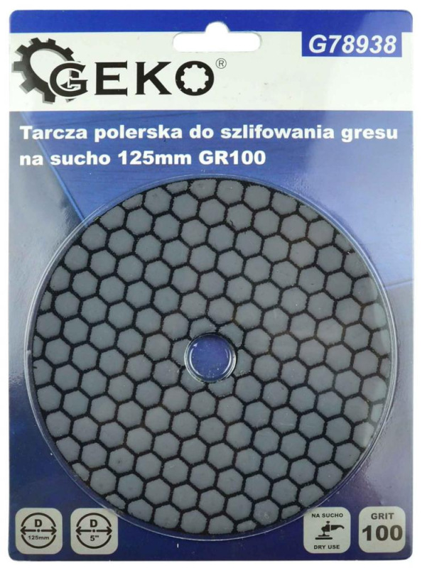 Brúsny diamantový kotúč 125 mm, zrno 100 suchý zips, brúsenie na sucho, GEKO 3