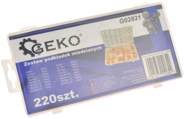 Sada medených podložiek 220-dielna, GEKO 3