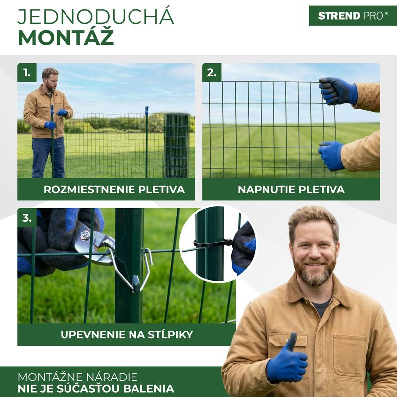 Pletivo EUROPLAST 1, 1200/100x50/2,20 mm, zelené, RAL 6005, Zn+PVC, ohradové, bal. 10 m 5