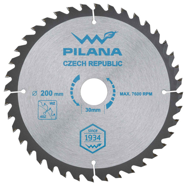 Pílový kotúč s SK plátkami 200x2,2x30 zuby 40 WZ, PILANA