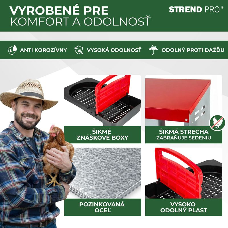 Hniezdo Strend Pro, znáškové, pre hydinu, 3 komorové, kovové, 79,6x47,5x52,5 cm, pre 3 nosnice 4