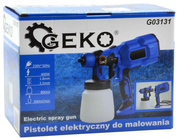 Striekacia maliarska pištoľ, 400 W, nádobka 800 ml, tryska 1,8 a 2,5 mm, GEKO 9