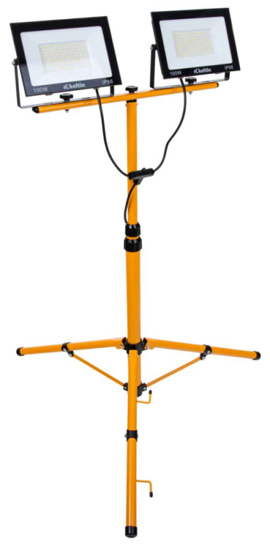 LED reflektor 2x100W s teleskopickým stojanom, studená biela 6500K, KELTIN 11