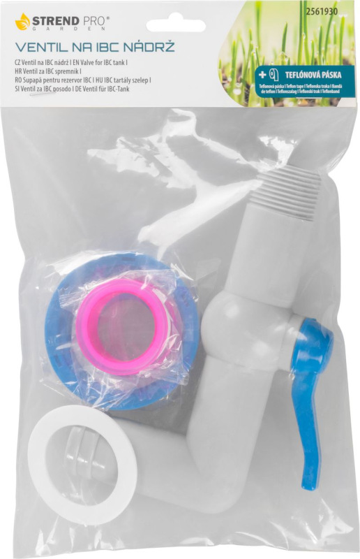 Ventil Strend Pro, záhradný, 1"- 90°, 32 mm, s redukciou na IBC nádrž, PVC 1