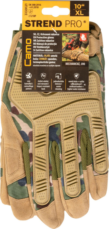 Rukavice Strend Pro Camo, pracovné, camouflage, veľkosť 10/XL 1