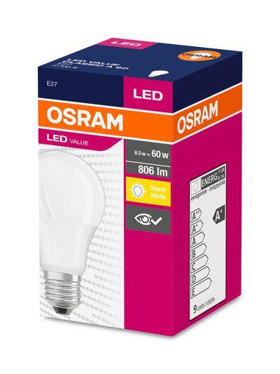 Žiarovka OSRAM® LED FR 060 (ean6842) non-dim, 8,5W/827 E27 2700K Value CLASSIC A