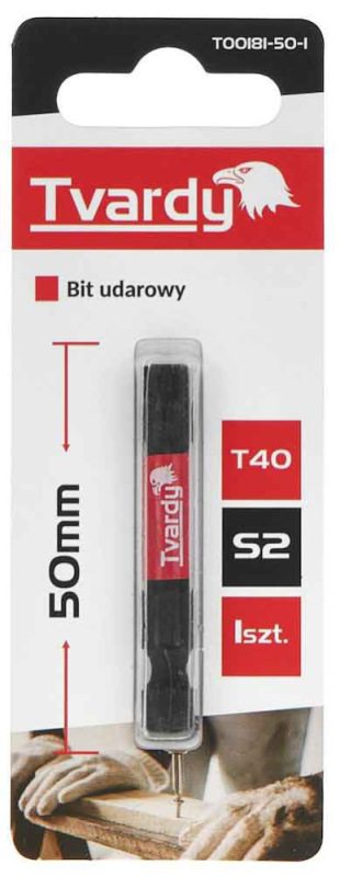 Bit úderový 1/4" TORX T40 x 50mm, S2, TVARDY 2
