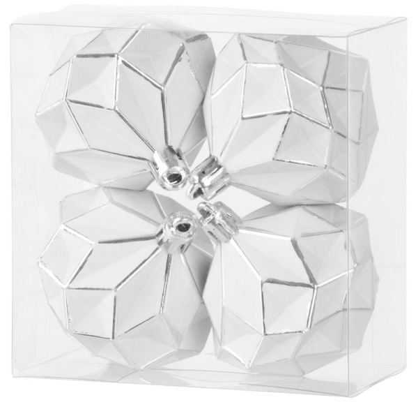 Ozdoba MagicHome Vianoce, 4 ks, 6 cm, biele, na vianočný stromček 1
