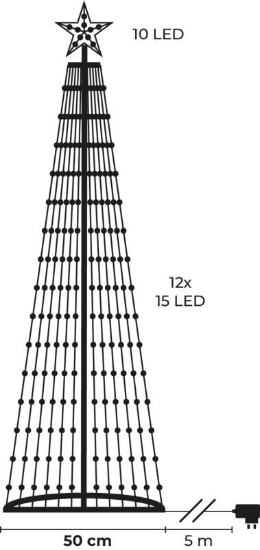 Dekorácia MagicHome Vianoce, stromček, 190xLED, studená biela, plast-meď, 50x180 cm 2
