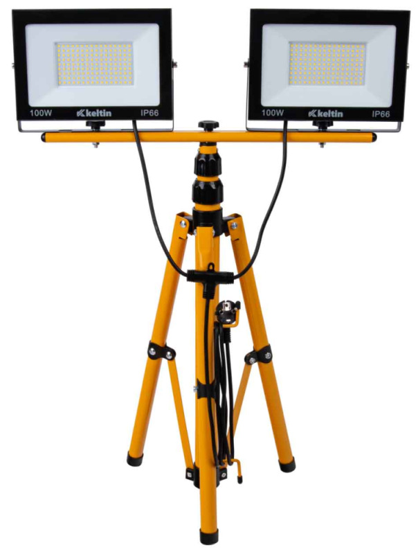 LED reflektor 2x100W s teleskopickým stojanom, studená biela 6500K, KELTIN 16