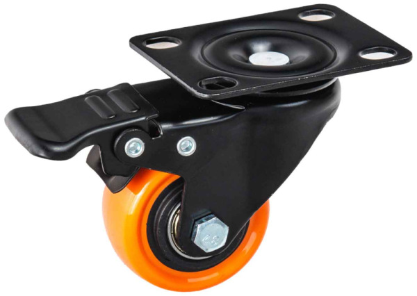 Sada 4 otočných koliesok 50 mm, nosnosť 50 kg - 2 kolieska s brzdou, GEKO 1