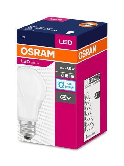 Žiarovka OSRAM® LED FR 060 (ean6873) non-dim, 8W/865 E27 6500K Value CLASSIC A 1