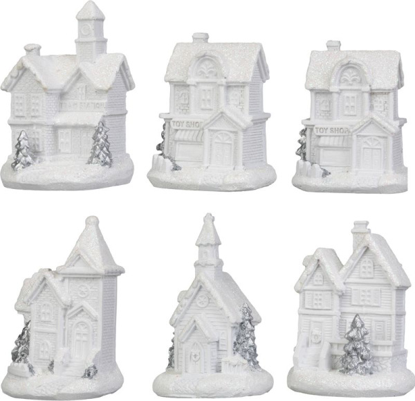 Dekorácia MagicHome Vianoce, domček, plast, 1xLED teplá biela, 6x6x8 cm, 2xLR44 1