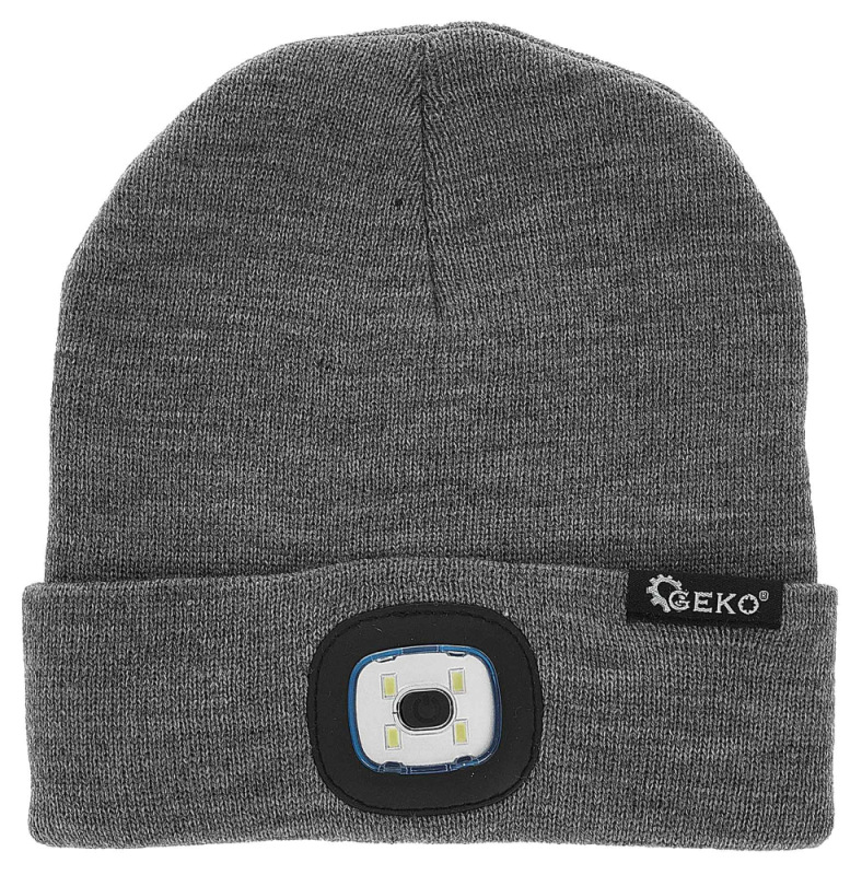 Zimná čiapka s LED svetidlom, sivá, GEKO 2