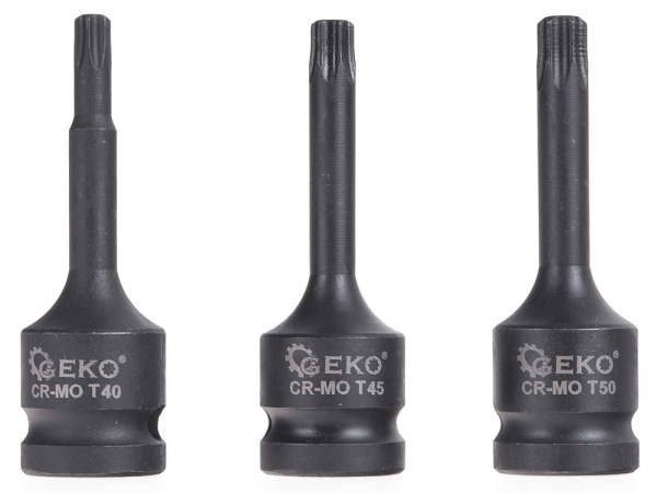 Sada úderových TORX hlavíc 1/2", T20 - T70, 9-dielna, GEKO 3