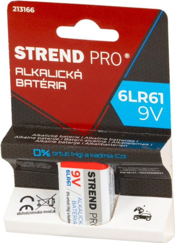 Batéria Strend Pro, alkalická, 6LR61, 9V