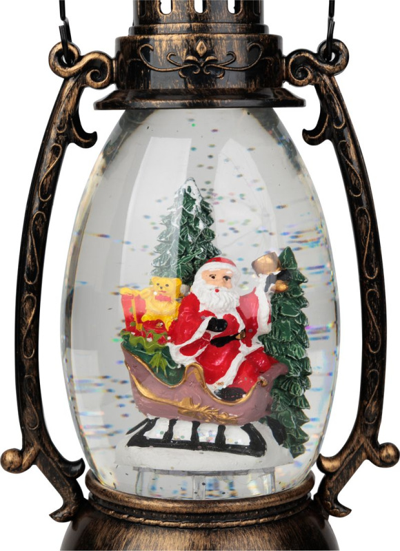 Lampáš MagicHome Vianoce Retro, LED teplá biela, so santom, s trblietkami, čierny, 3xAA, plast, 13x1 2