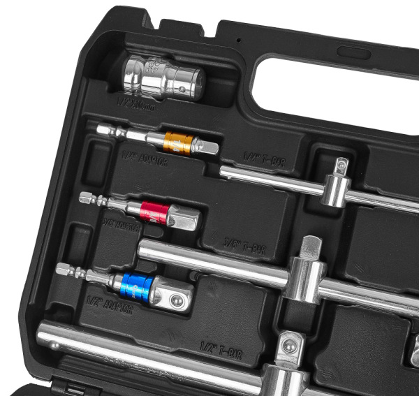 Sada vratidiel, predlžovacích nadstavcov a redukcii 1/4" 3/8" 1/2", 25-dielna sada, GEKO 4