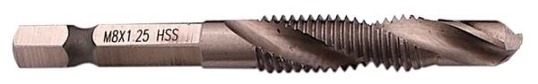 Kombinovaný závitník s vrtákom M8 x 1,25 HSS, stopka 6HRAN, PRO-TECHNIK