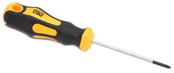 Skrutkovač PH 0 x 75 mm, žltočierna rukoväť, PRO-TECHNIK