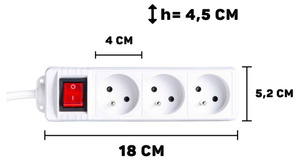 Predlžovací kábel s vypínačom, 3 zásuvky, dĺžka 3m, GEKO 7