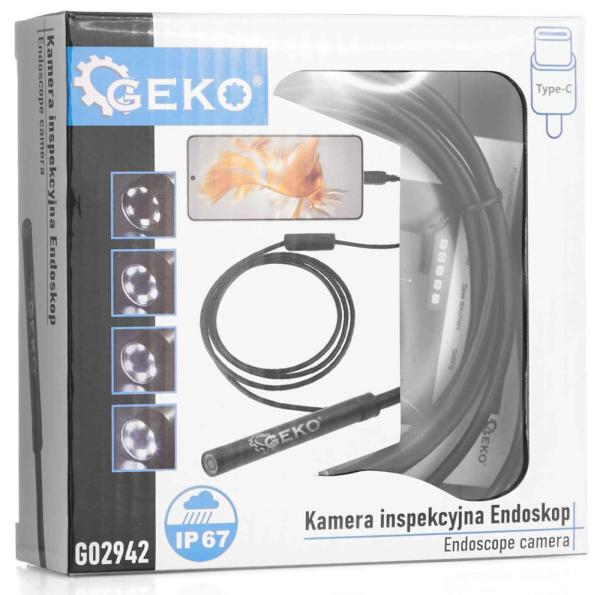 Kamera inšpekčná vodeodolná priemer kamery 5,5 mm USB, 6 LED diód, 2 m, GEKO 9