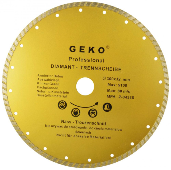 Diamantový kotúč TURBO 300 x 32 x 3 mm, celistvý segment, GEKO
