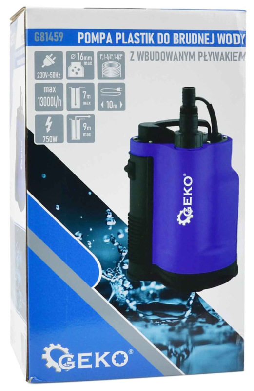 Čerpadlo kalové so zabudovaným plavákom 230 V/50 Hz, 13.000 l/h, 750 W, hrdlo 1", GEKO 7