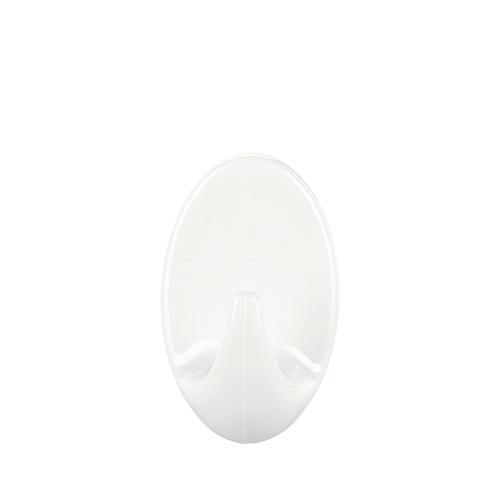 Háčik tesa® Permanent, ovál S, samolepiaci vešiak do kúpelne, biely lesklý plast, bal. 2ks
