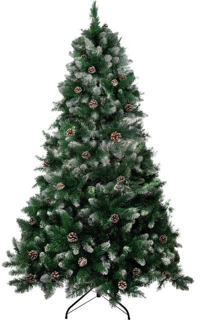 Stromček MagicHome Vianoce Albero, jedľa, zasnežené konce, so šiškami, 200 cm