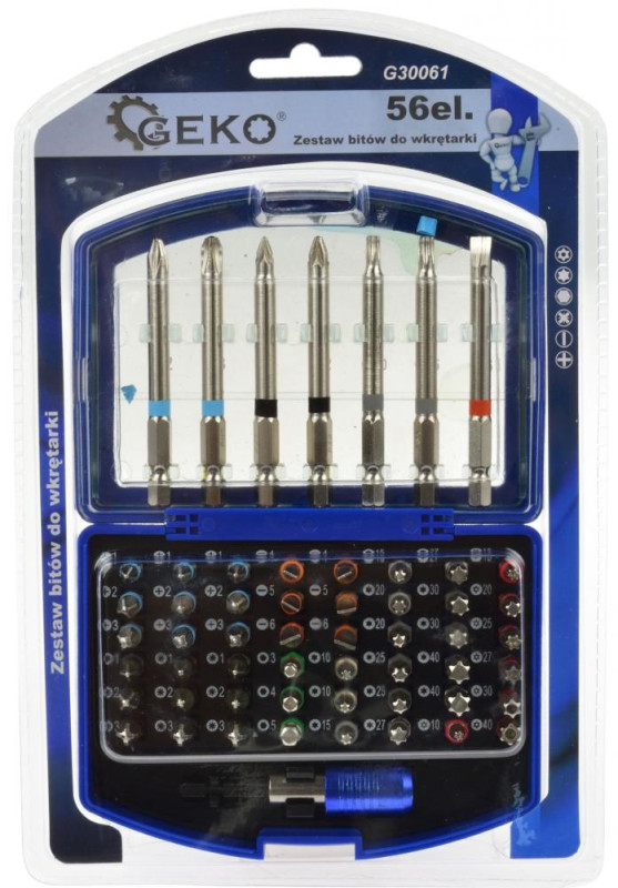 Sada bitov 56-dielna s rýchloupínacím držiakom, materiál S2, GEKO 2