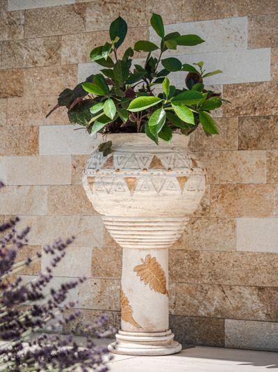 Dekorácia MagicHome, Kvetináč s mozaikou, svetlý hnedý, keramika, 36x36x23 cm