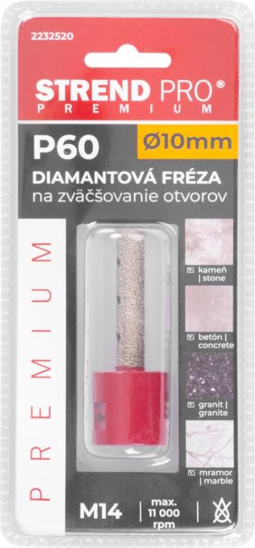 Fréza Strend Pro Premium DM617, M14, 10 mm, G60, diamant, na zväčšovanie dier k vyrezávacím korunkám 3