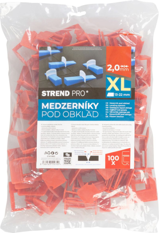 Medzerník XL Strend Pro, nivelačný, pod obklad, 2.0 mm, 13-22 mm bal. 100 ks, plast, tmavočervený 1