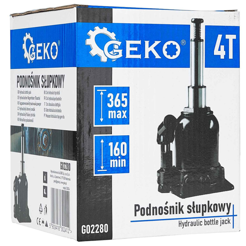 Zdvihák hydraulický dvojstupňový, nosnosť 4.000kg, zdvih 160-365 mm, GEKO 2