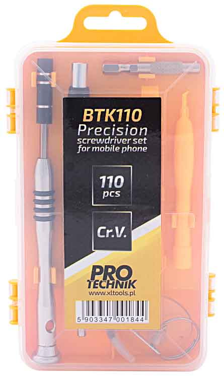 Sada bitov a rukoväte na jemné bity 1/4" s pinzetou, 110-dielna, PRO-TECHNIK 1
