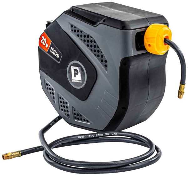 Samonavíjací závesný bubon s hadicou na vzduch, 8 x 12 mm, dĺžka 20 m, POWERMAT