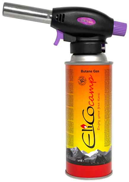 Spájkovacia lampa s piezo zapaľovačom a kartušou 220g, otočný uzáver, ELICO 1