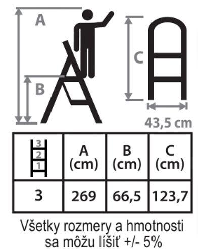 Schodíky Strend Pro LFT130 3 stupienkové stupadlo, oceľové, EN14183, nosn. 150 kg 5