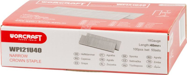 Spony do sponkovačky Worcraft CNS-S20LiH, 40 mm, sponky Typ U, bal. 5000 ks 1