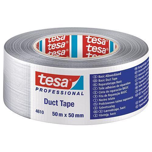 Páska tesa® BASIC Duct Tape, lepiaca, strieborná, textilná, 50 mm, L-50 m
